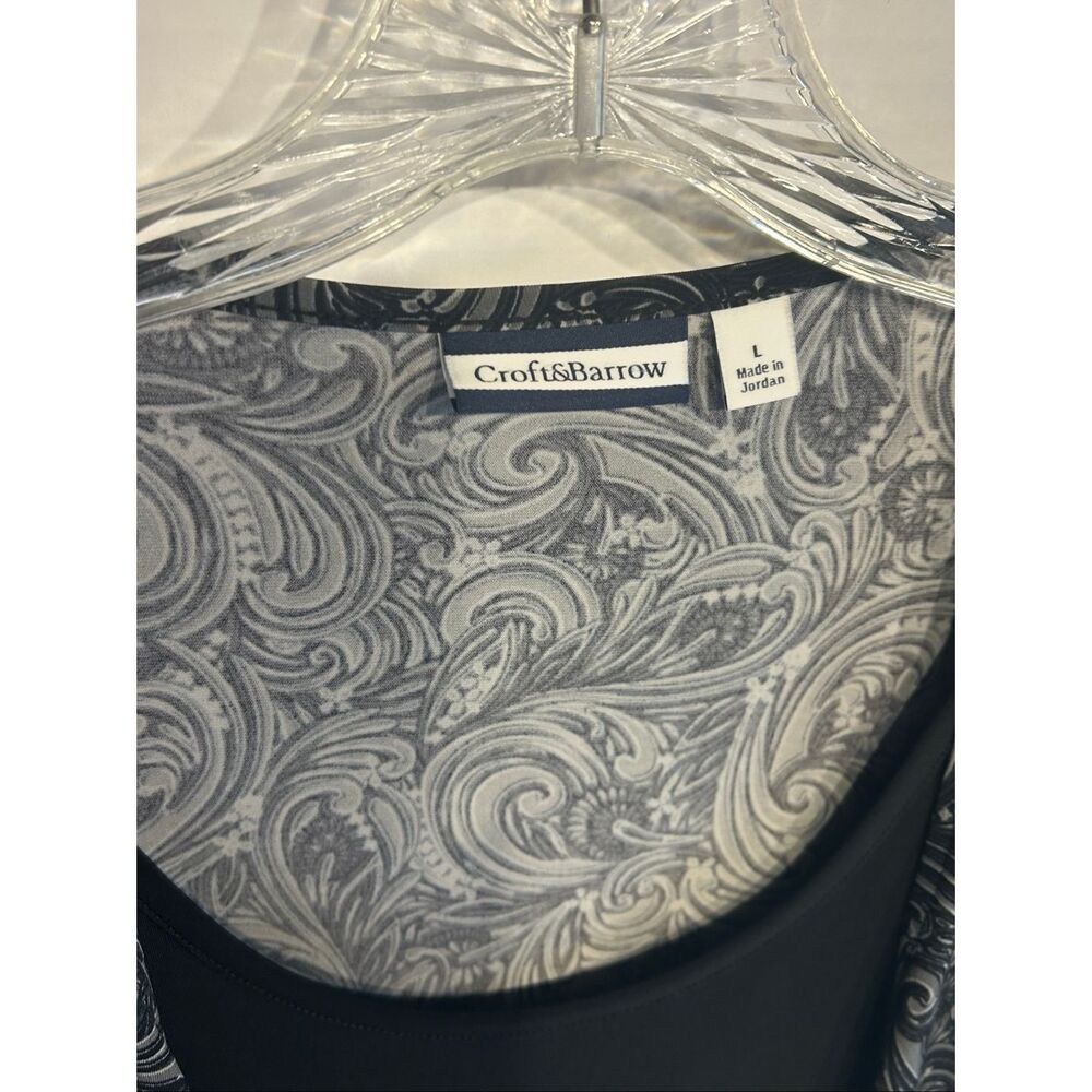 Croft & Barrow Women’s Cardigan Shell Set Size L Paisley Floral Mock Tunic Top B - Picture 2 of 10